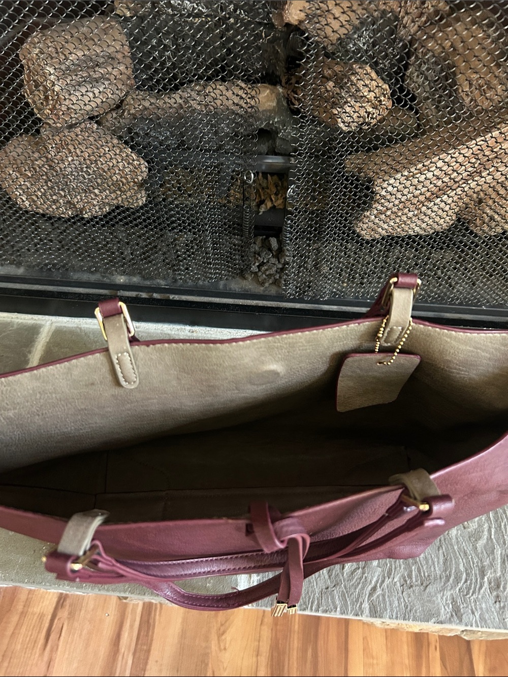 MMS Design Studio Burgundy Vegan Leather Tote - Picture 2 of 6